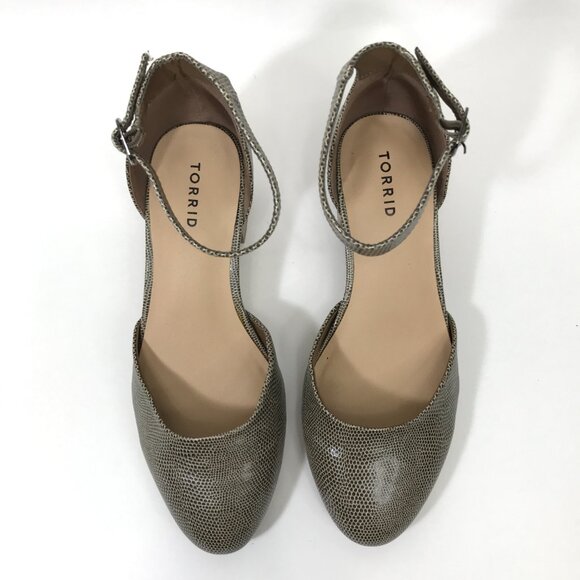 Torrid Textured Snake Print Block Heel Pumps Women's Size 10.5W Wide Ankle Strap - Picture 4 of 11